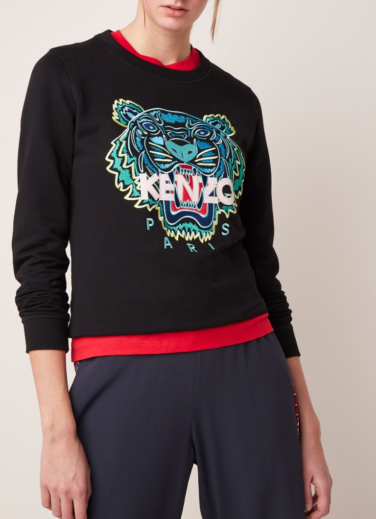 Zonder hoofd snijder Stijg KENZO Tiger sweater met logoborduring • Zwart • deBijenkorf.be