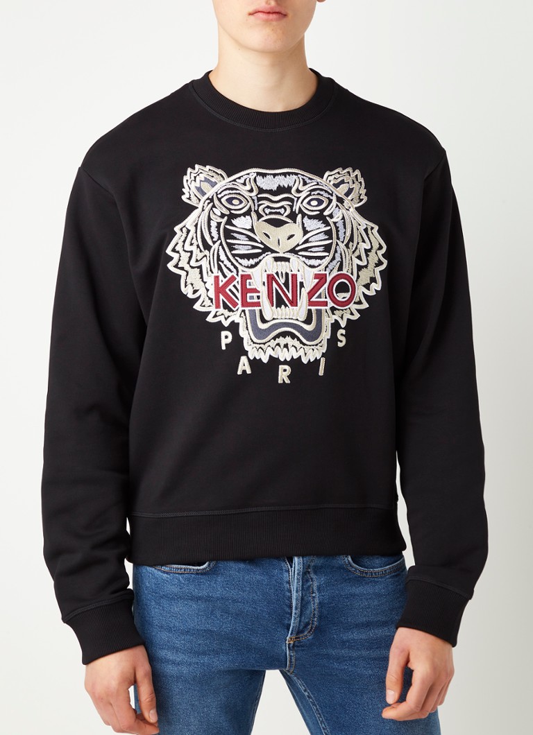Vermaken Leidingen impliceren KENZO Varsity Tiger sweater met logoborduring • Zwart • deBijenkorf.be