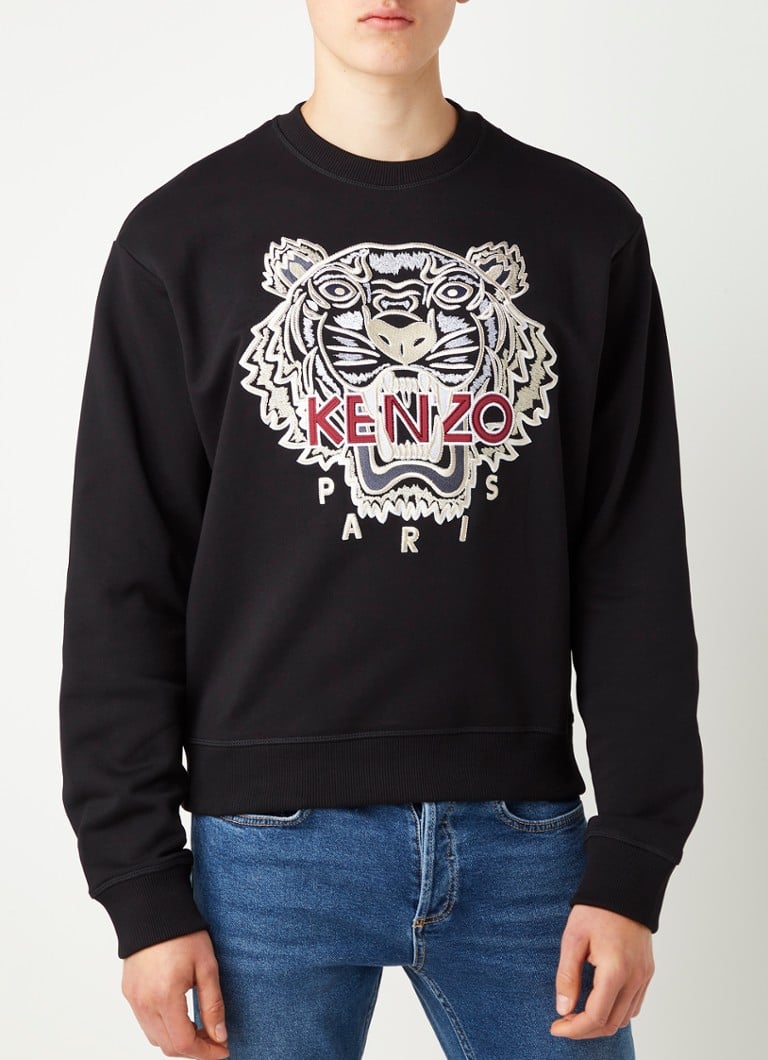 Aan de overkant genoeg Gedetailleerd KENZO Varsity Tiger sweater met logoborduring • Zwart • deBijenkorf.be