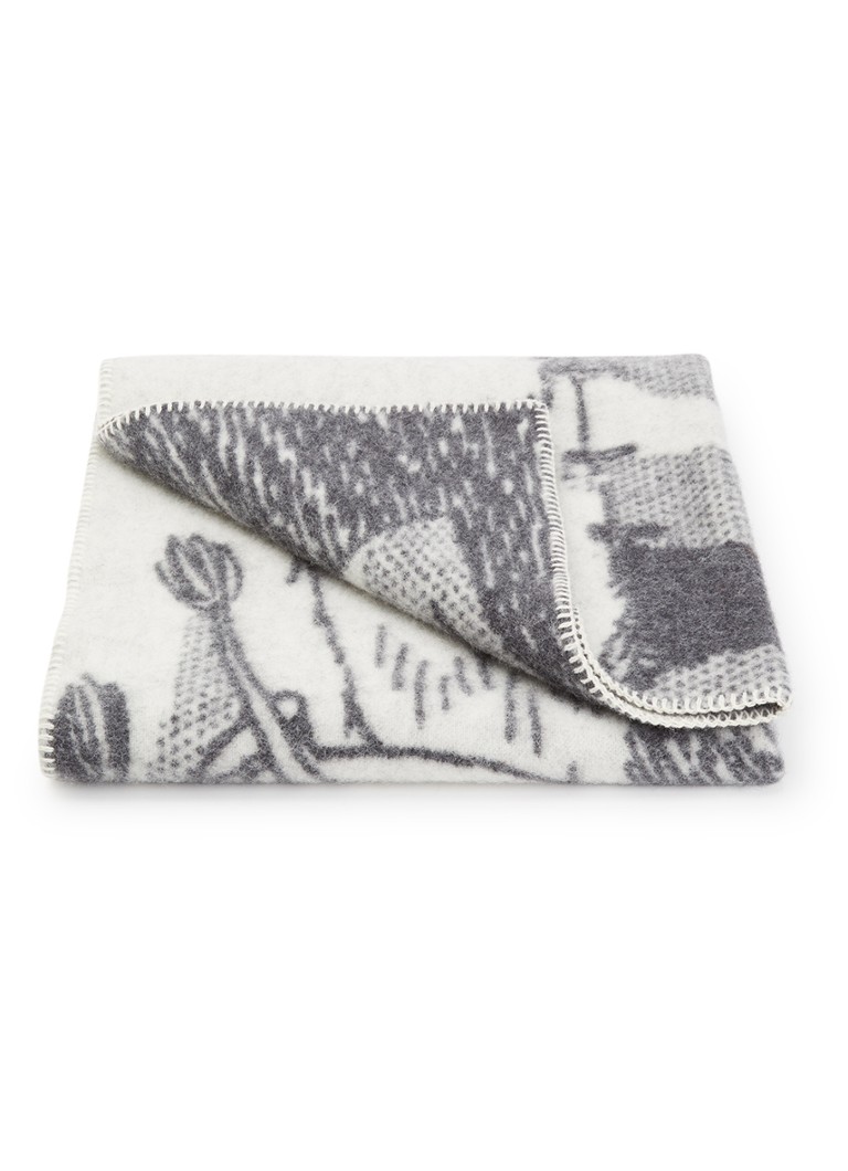 Klippan - Moomin Adventure wiegdeken van lamswol 90 x 130 cm - Zwart