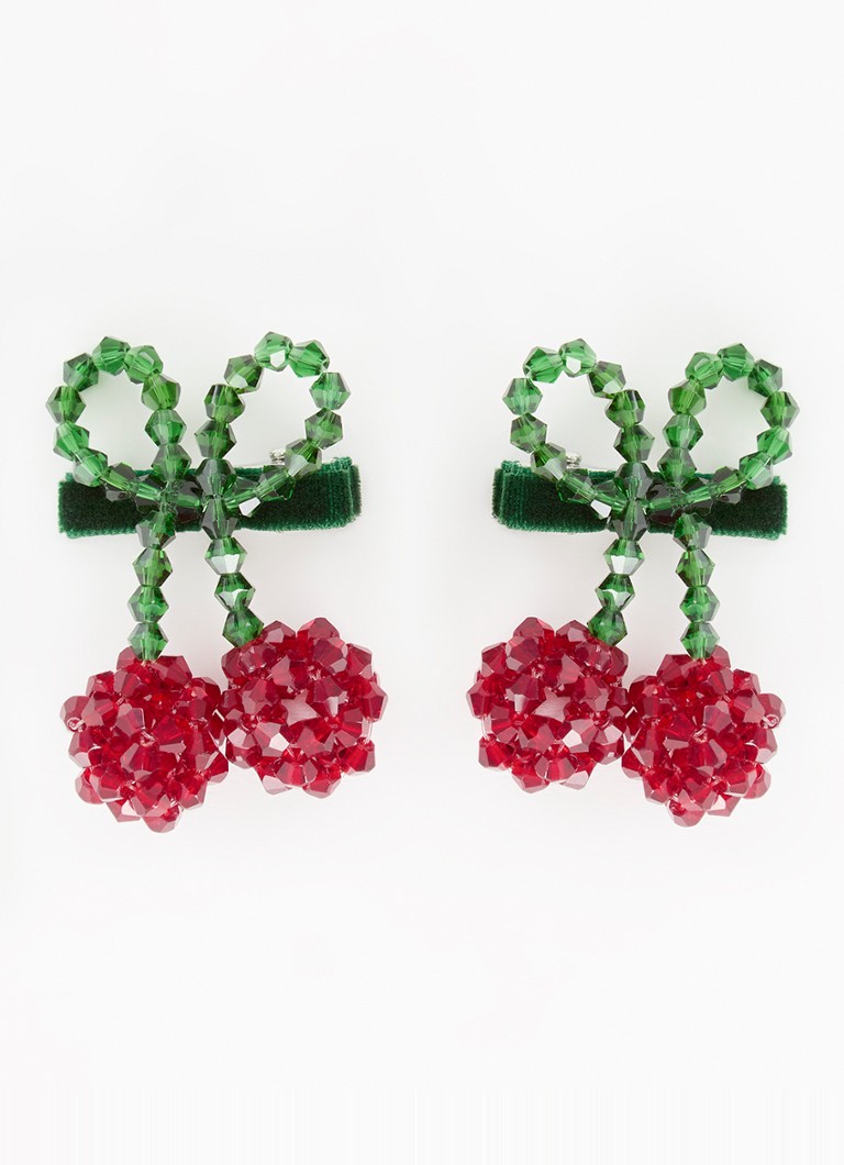 Konges Sløjd - Cherry haarclip met kralen verguld - Rood