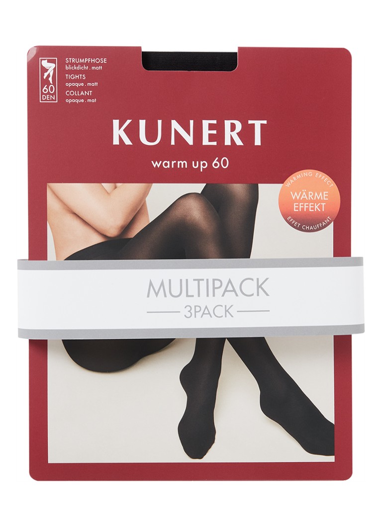 Kunert - Warm Up panty in 60 dernier in 3-pack - Zwart
