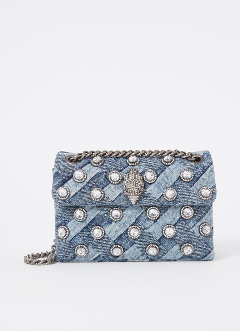 Kurt Geiger - Mini Kensington crossbodytas van denim met strass en verstelbare schouderriem - Indigo