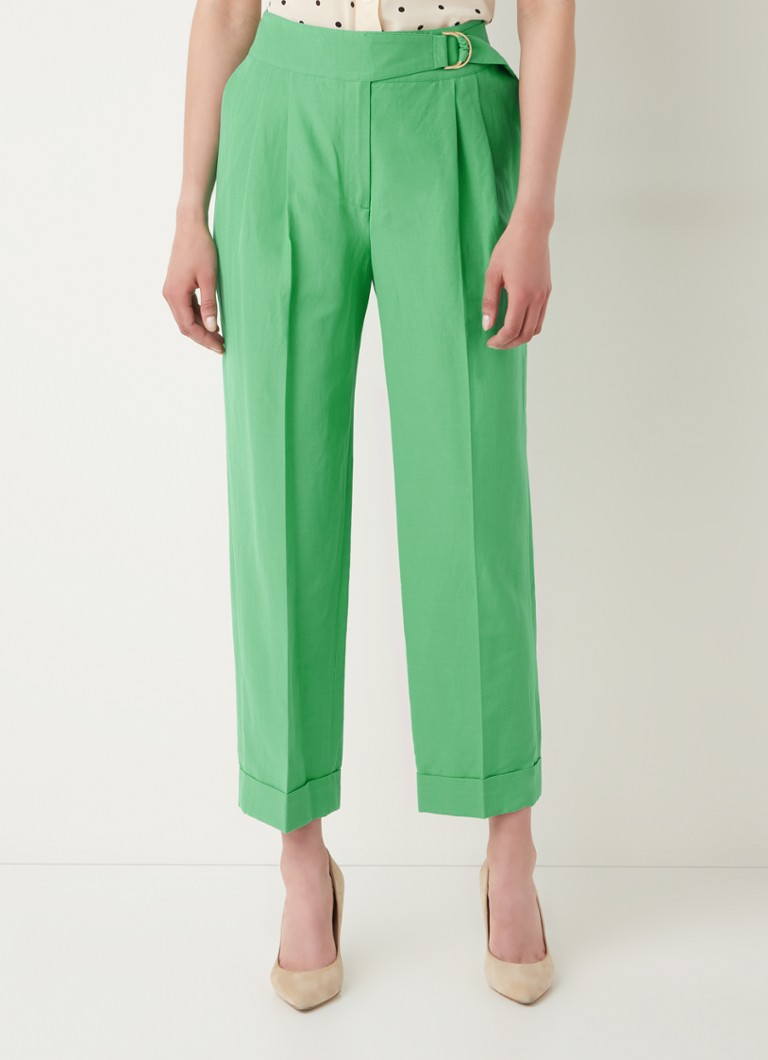 L.K.Bennett - Marta high waist straight fit cropped pantalon in linnenblend - Groen