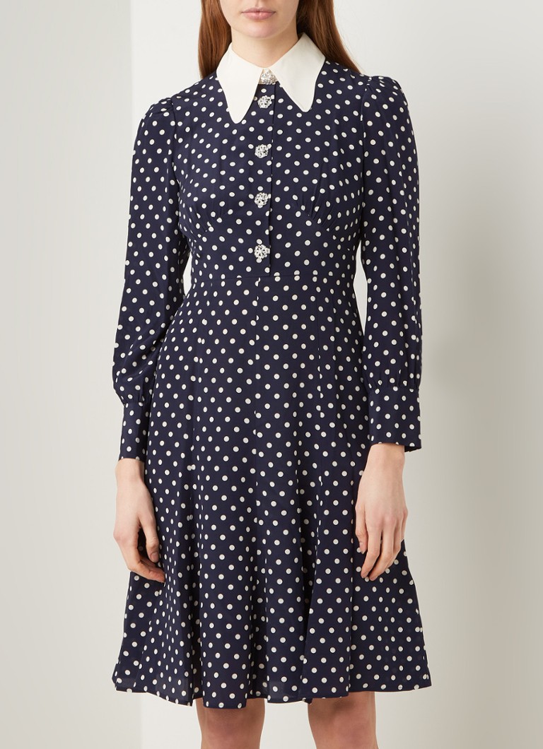 L.K.Bennett - Mathilde midi jurk van zijde met kraag en sierknopen - Donkerblauw