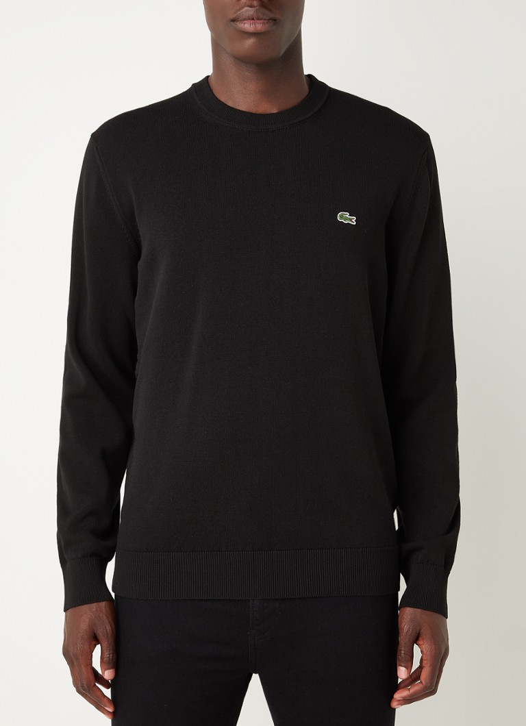Lacoste - Fijngebreide pullover met logo - Zwart