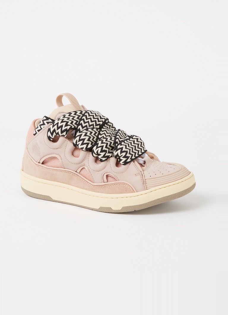 Lanvin - Curb sneaker van kalfsleer met suède details - Lichtroze