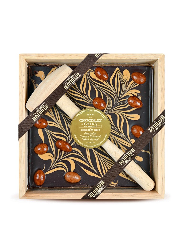 Le Comptoir de Mathilde - Pure chocoladereep met caramel en amandel 350 gram - null
