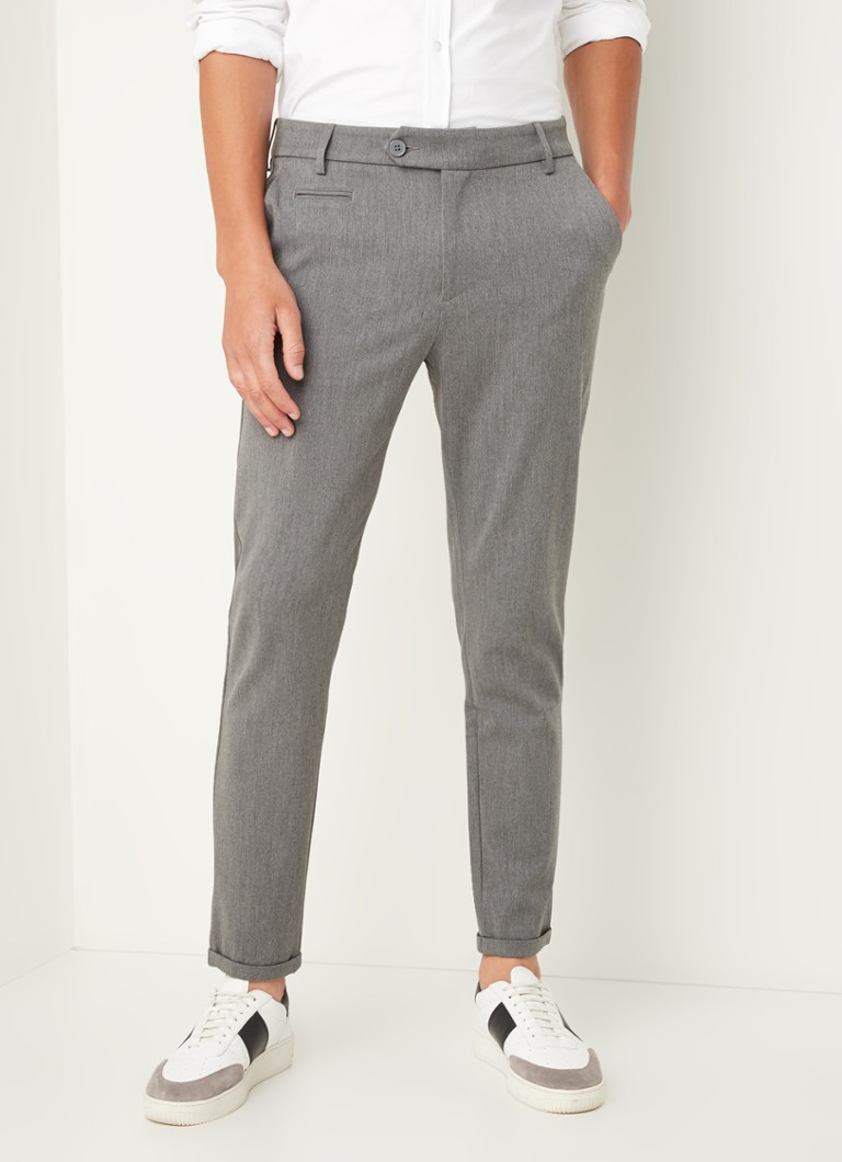 Les Deux - Como slim fit pantalon met stretch - Middengrijs