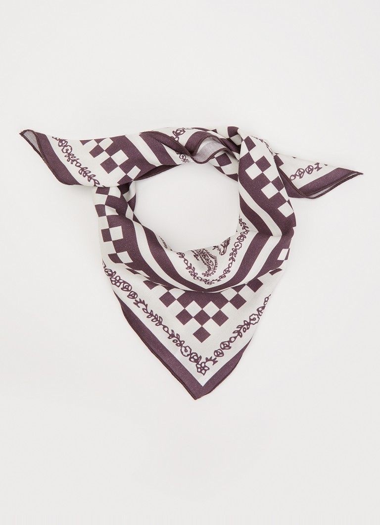 Les Deux -  Paisley Neckerchief sjaal 60 x 60 cm - Aubergine