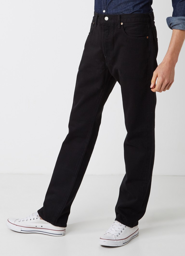 Levi's - 501 high rise straight leg jeans met knoopsluiting - Zwart