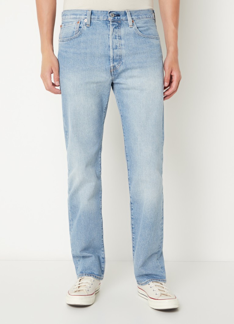 Levi's - 501 straight leg jeans met lichte wassing - Indigo