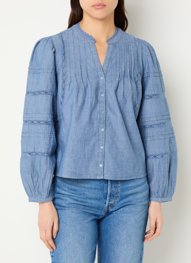 Levi's - Blouse van chambray met opengewerkt detail - Indigo