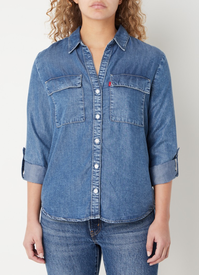 Levi's - Blouse van denim met borstzakken - Indigo