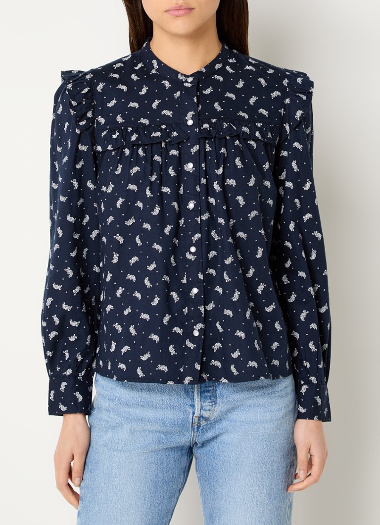 Levi's - Gianna blouse met print en volant - Donkerblauw