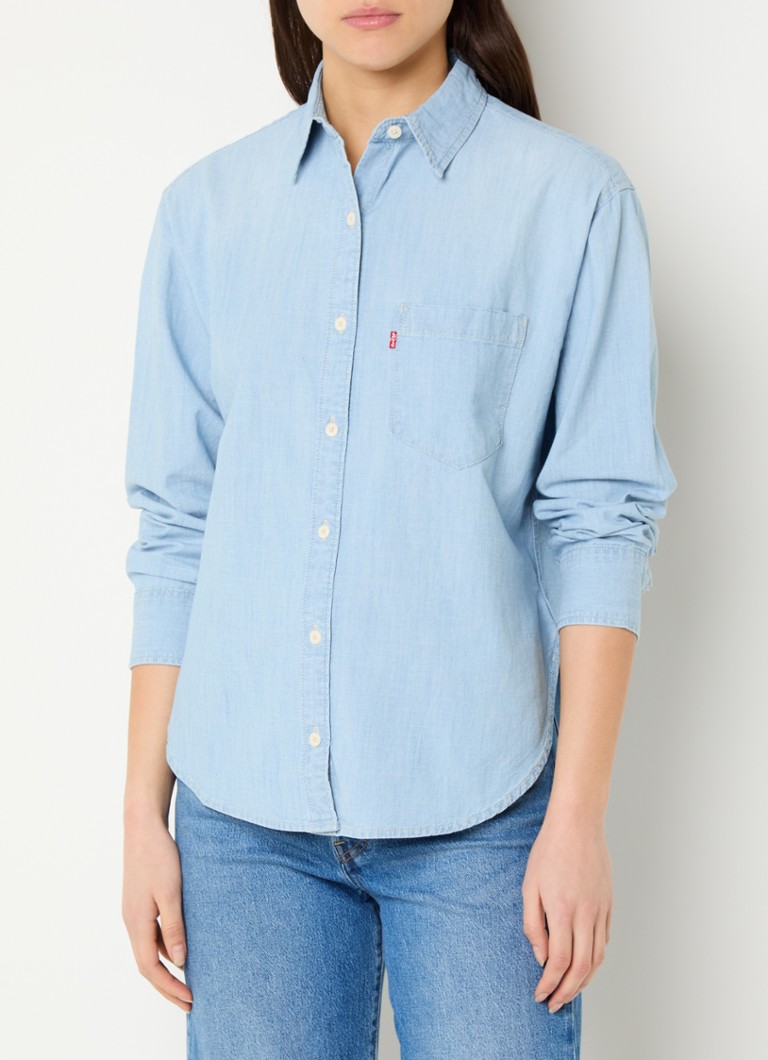 Levi's - Harlie blouse van chambray met borstzak - Lichtblauw