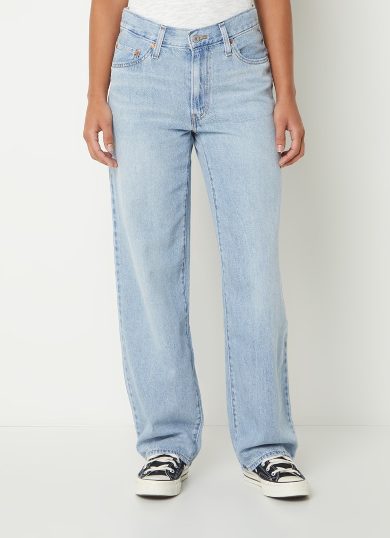 Jeans Vintage Bleu Clair Coupe Droite - Taille Haute Fit Loose Style Y2K Minimaliste - Taille L