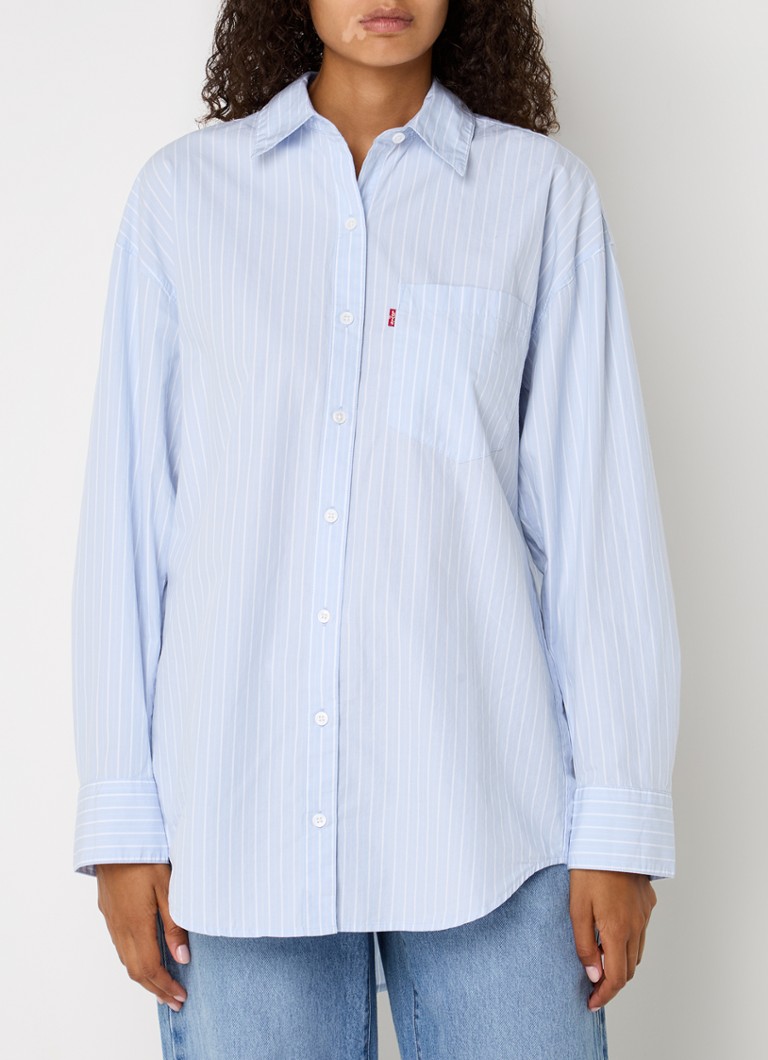 Levi's - Lola blouse met streepprint en borstzak  - Lichtblauw