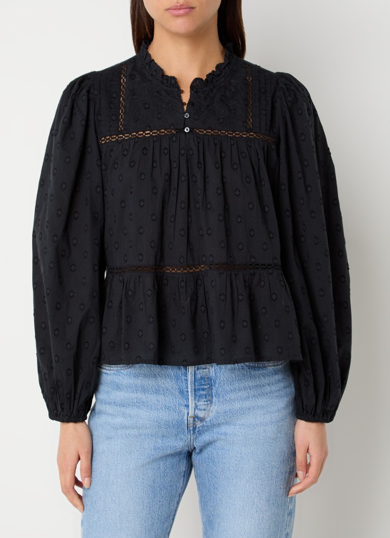 Levi's - Lucia tuniek met borduring en opengewerkt detail - Zwart