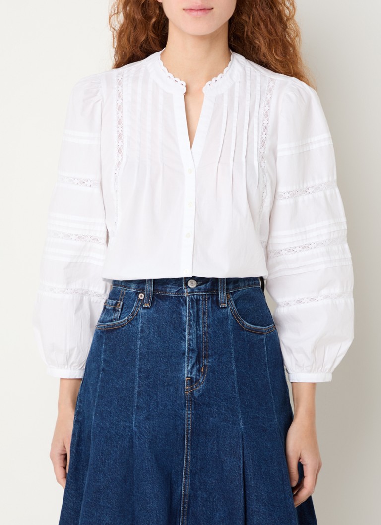 Levi's - Mandy cropped blouse met opengewerkt dessin - Wit