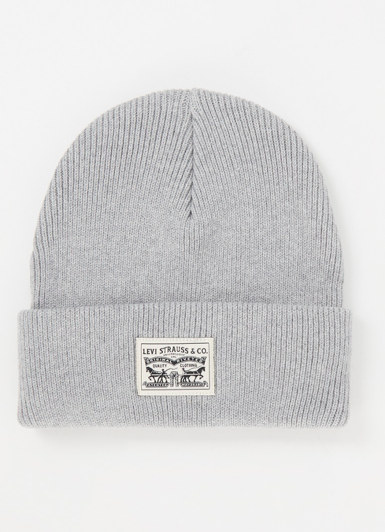Levi's - Ribgebreide muts met logo - Grijsmele