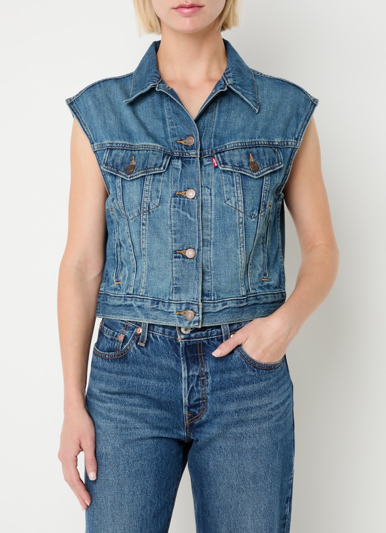 Levi's - Shrunken 90's gilet van denim in linnenblend - Indigo