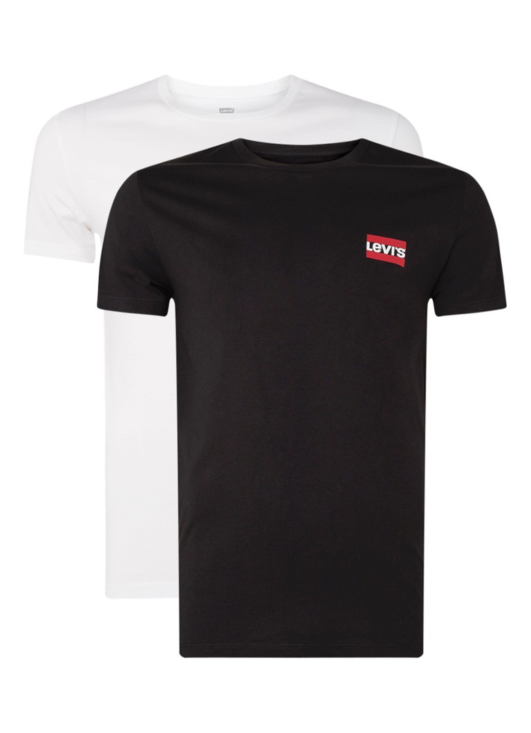 Levi's - T-shirt coupe slim à col rond en lot de 2 - Blanc