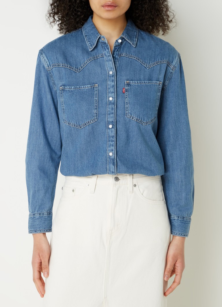 Levi's - Teodora blouse in lyocellblend van chambray - Blauw
