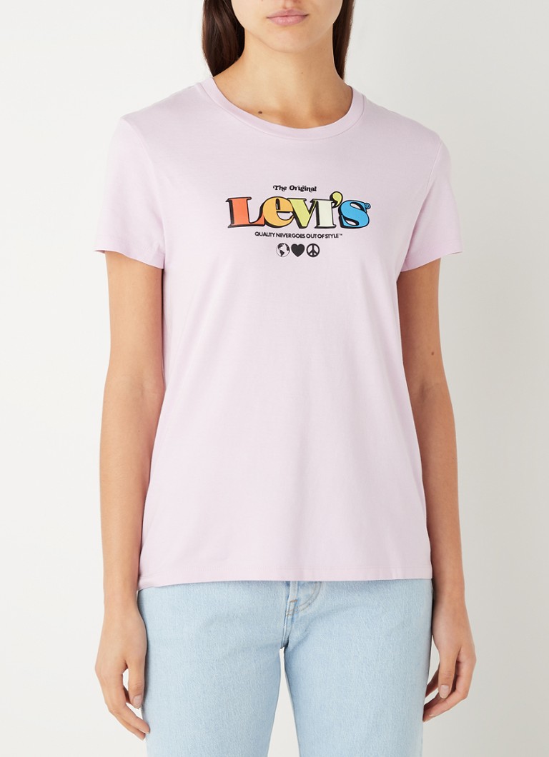 Levi's - The Perfect Tee T-shirt met logoprint - Roze