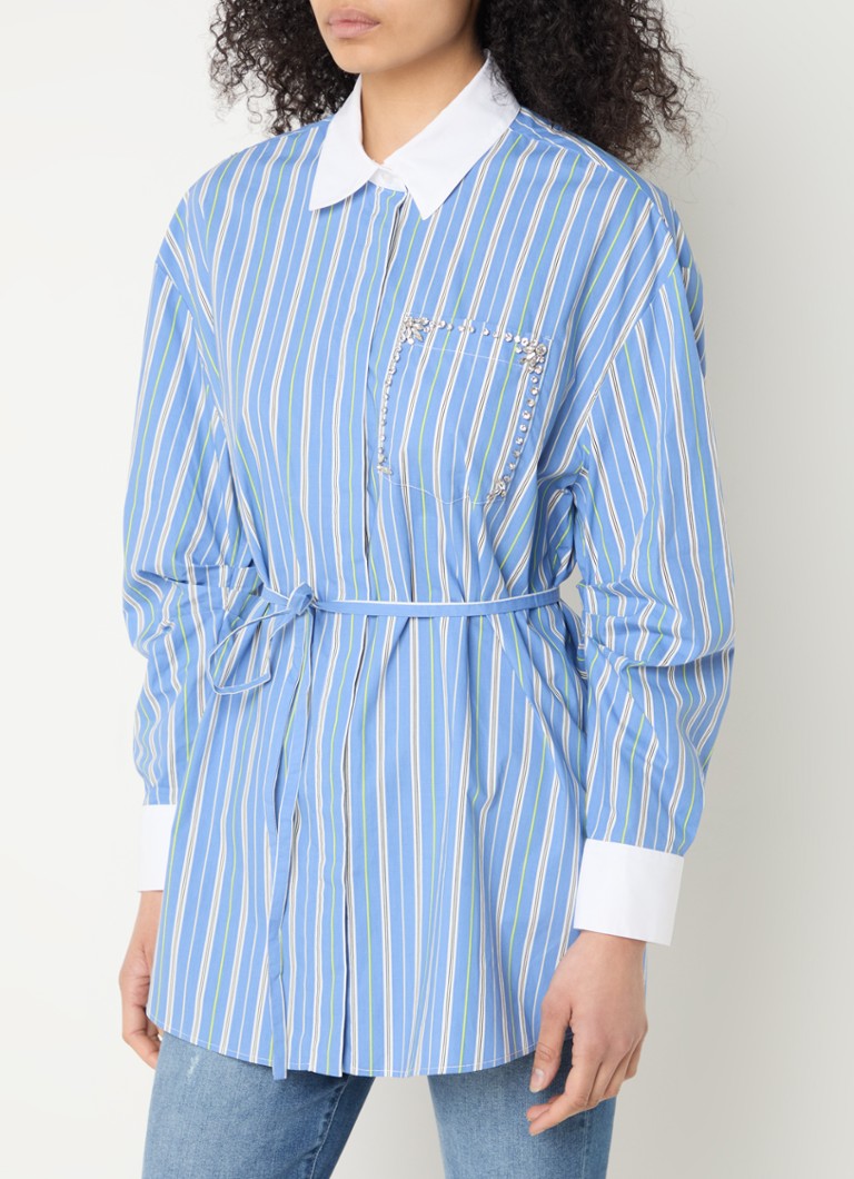 Liu Jo - Camicia blouse met bloemenprint en ceintuur - Blauw