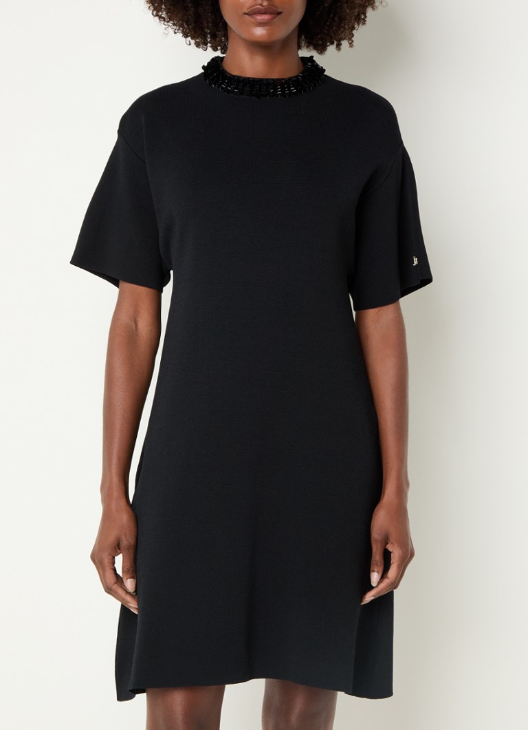 Liu Jo Fijngebreide mini jurk met pailletten en steekzakken