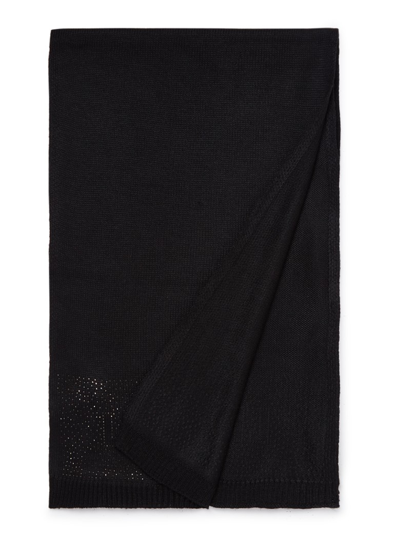 Liu Jo - Fijngebreide sjaal in wolblend met strass 180 x 35 cm - Zwart