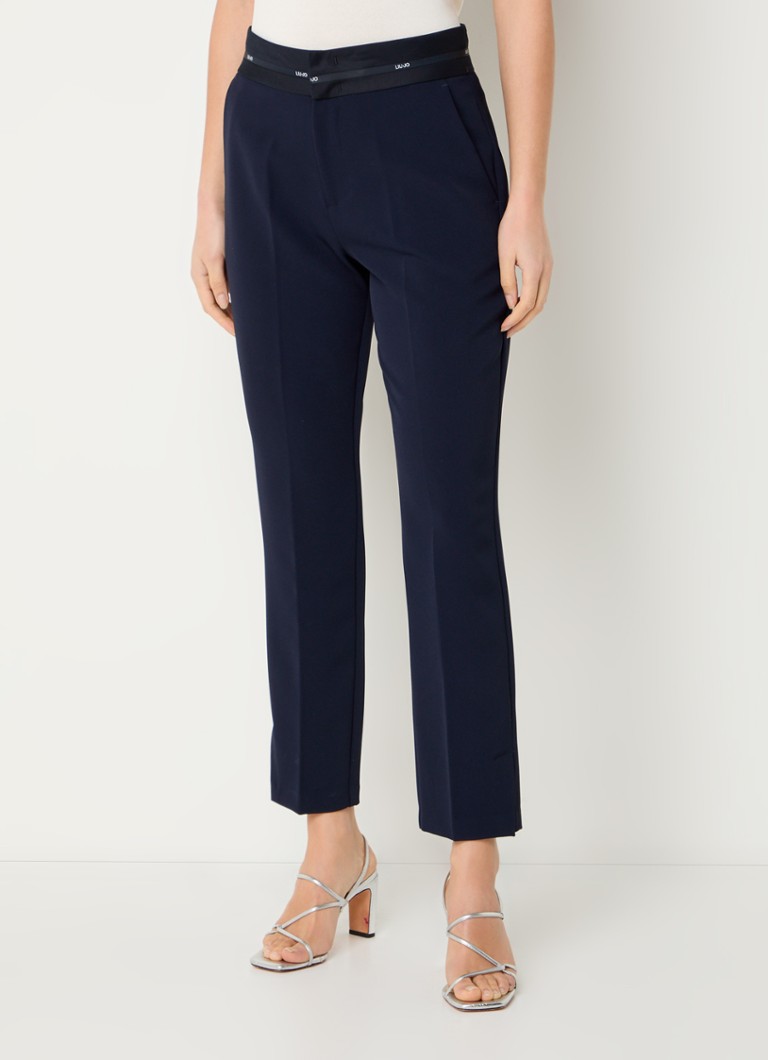 Liu Jo - High waist tapered fit cropped pantalon met steekzakken  - Donkerblauw