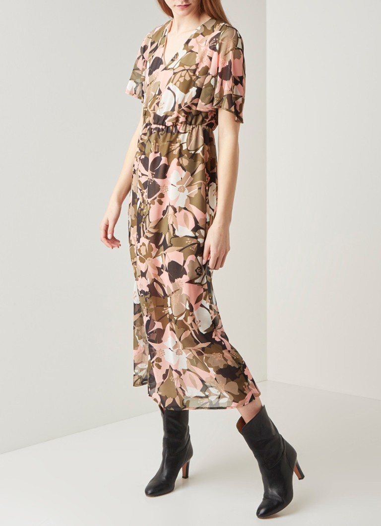 Liu Jo Maxi-jurk met V-hals en bloemenprint • Khaki • 