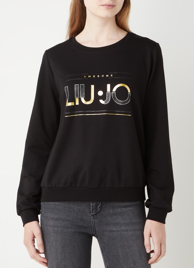 Catastrofaal Succesvol kiem Liu Jo Sweater met logoprint en strass • Zwart • deBijenkorf.be