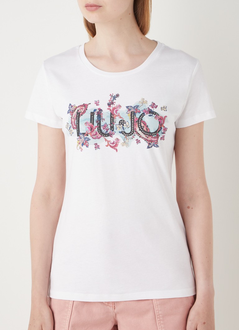Liu Jo - T-shirt met logoprint en strass - Wit