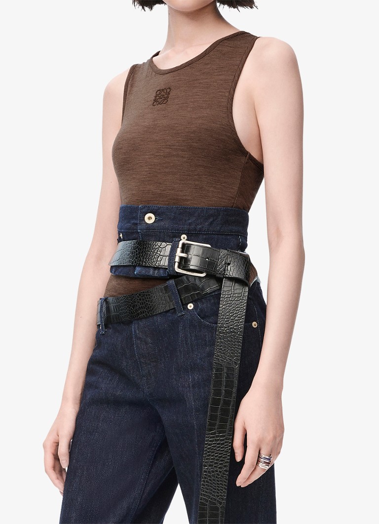 LOEWE - Anagram tanktop van wol met logoborduring en plooidetail - Bruin