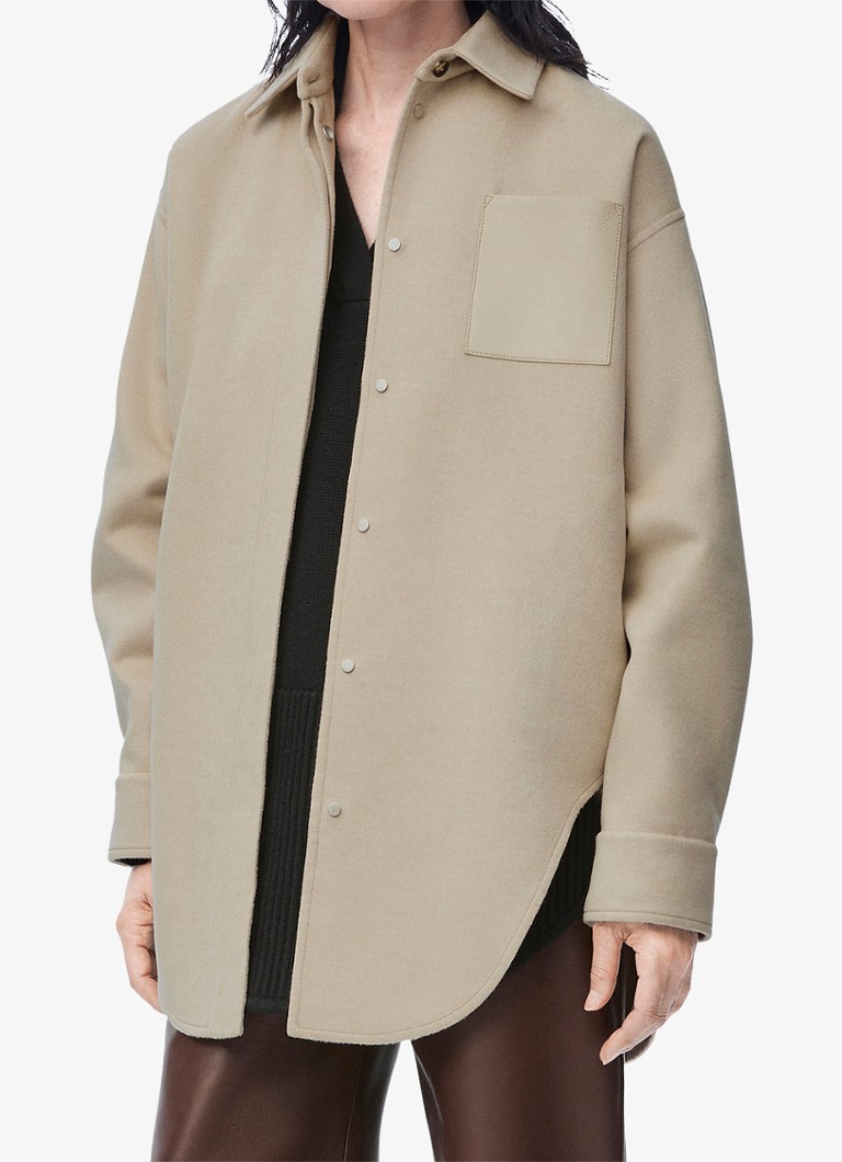 LOEWE - Overshirt in kasjmierblend met detail van leer - Beige