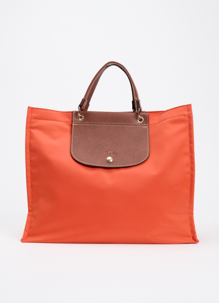 Longchamp - Cabas Longchamp shopper L met leren details - Oranjerood