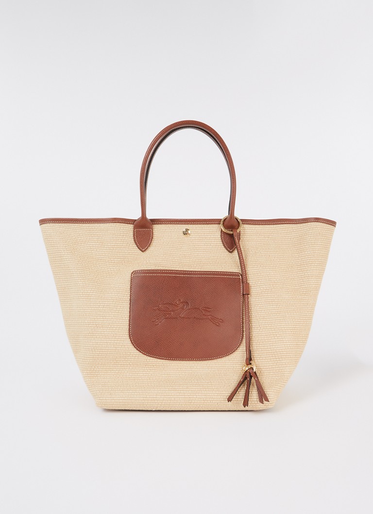 Longchamp - Le Pliage Collection handtas L van canvas met leren details - Beige