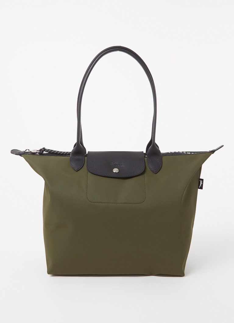 Longchamp - Le Pliage Energy schoudertas L met leren details - Bronsgroen