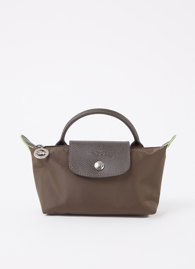 Longchamp - Le Pliage Green handtas met leren details - Bruin