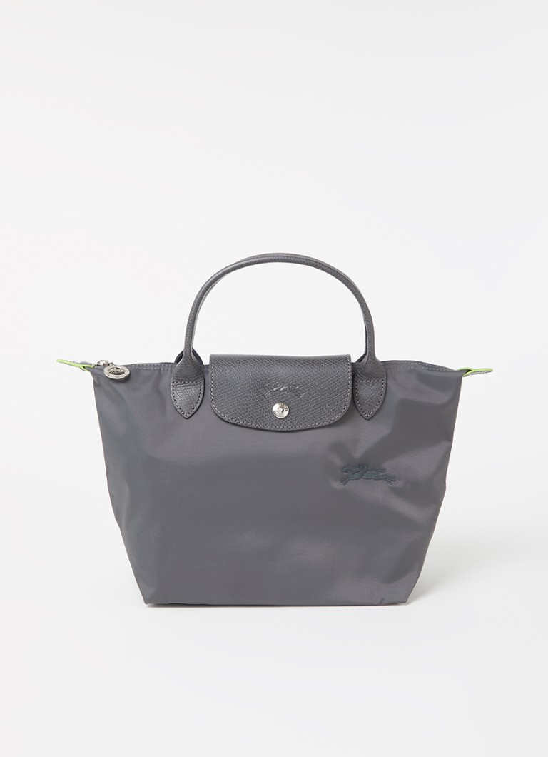 Longchamp - Le Pliage Green handtas S met leren details - Donkergrijs
