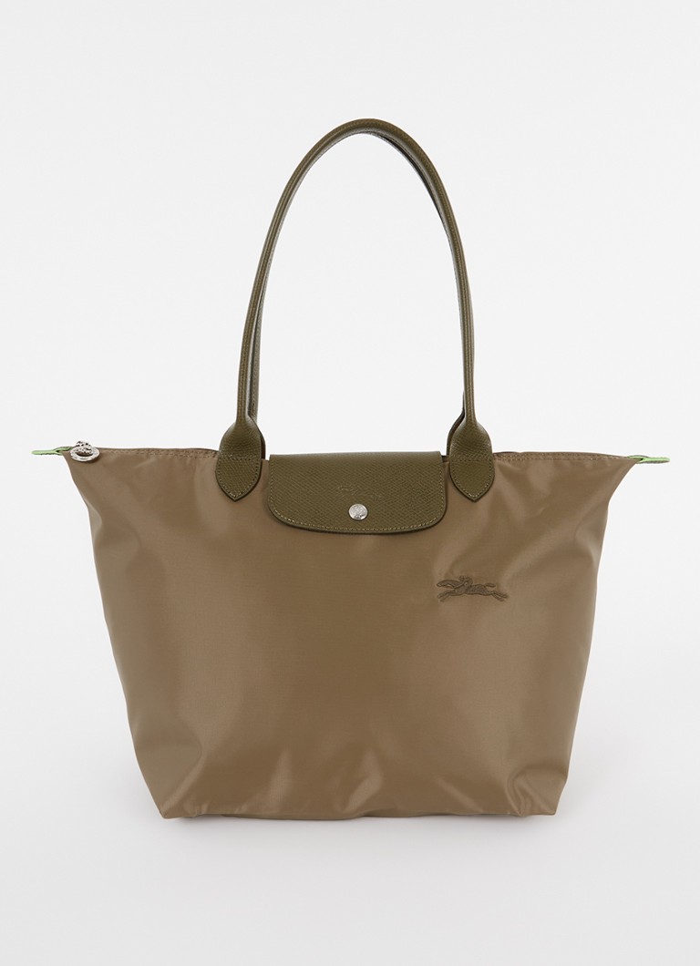 Longchamp - Le Pliage Green schoudertas L met leren details - Lichtbruin