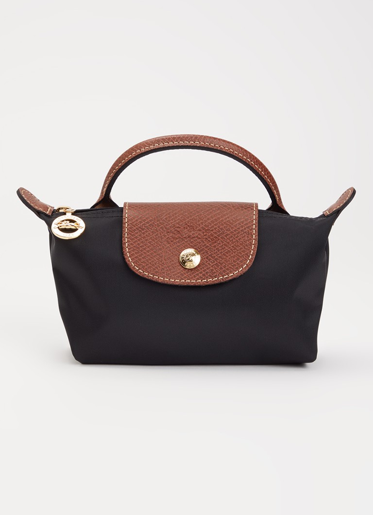 Longchamp - Le Pliage handtas met leren details - Zwart