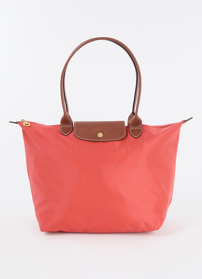 Longchamp - Le Pliage Original schoudertas L met leren details - Oranjerood