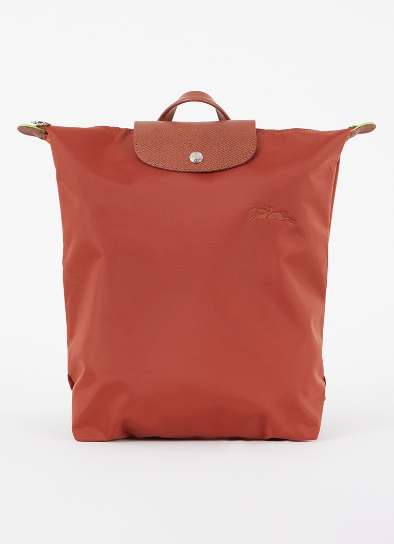 Longchamp - Le Pliage rugzak M met leren details - Kastanjebruin