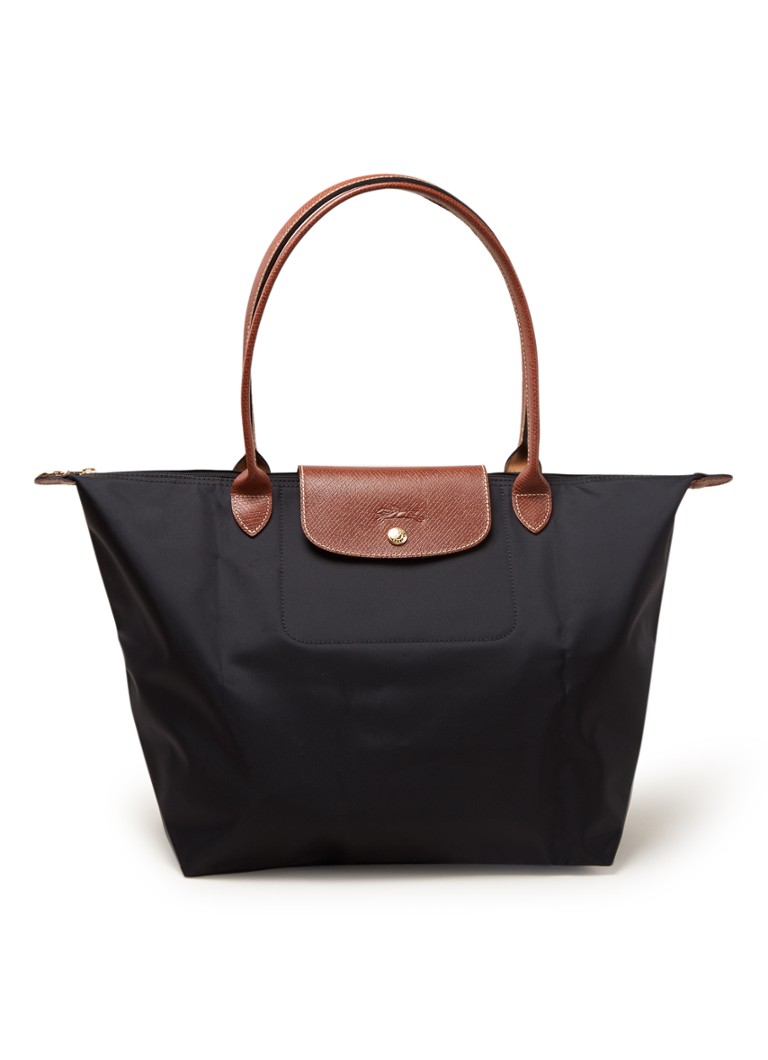 Longchamp - Le Pliage schoudertas L met leren details - Zwart