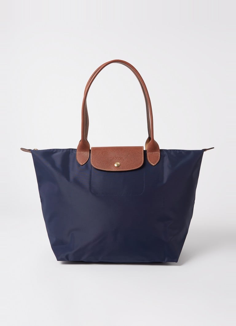 Longchamp - Le Pliage schoudertas L met leren details - Donkerblauw