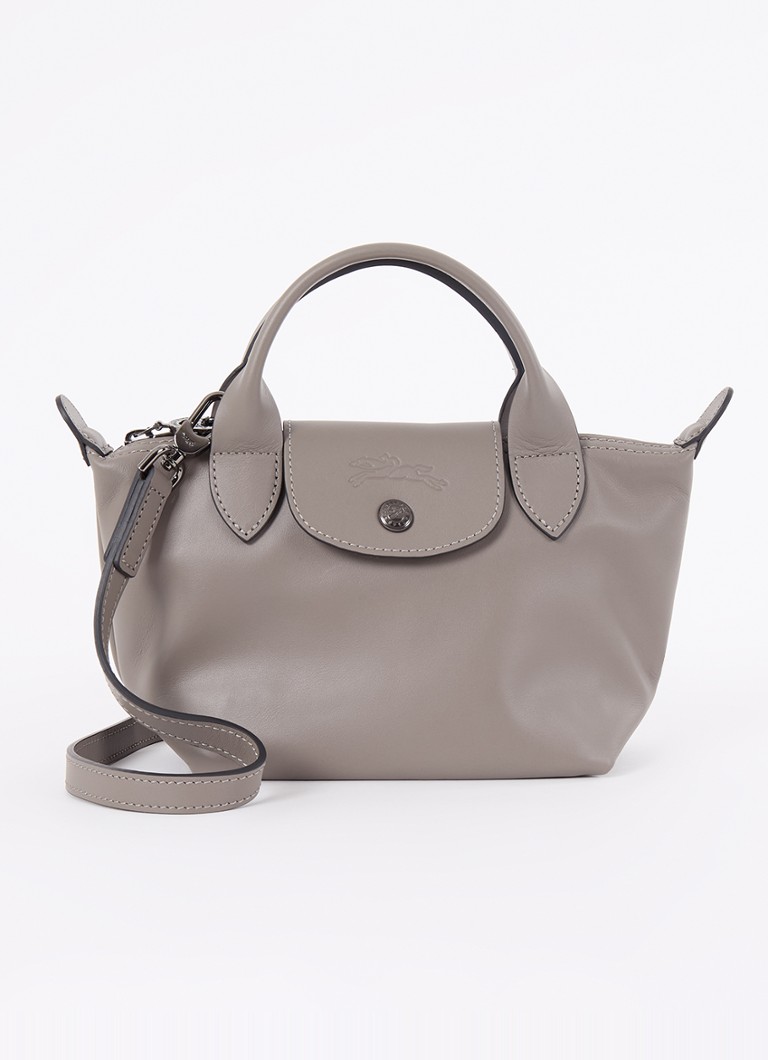 Longchamp - Le Pliage Xtra handtas XS van leer - Donkergrijs